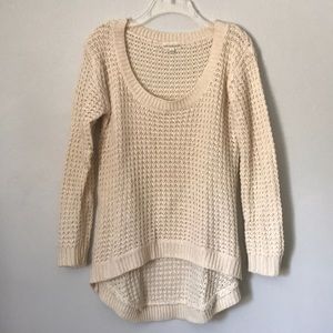 Cream high-low sweater from local boutique.